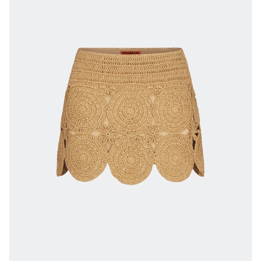 Simon Miller Beep Beep Crochet Mini Skirt Natural Tan Large L